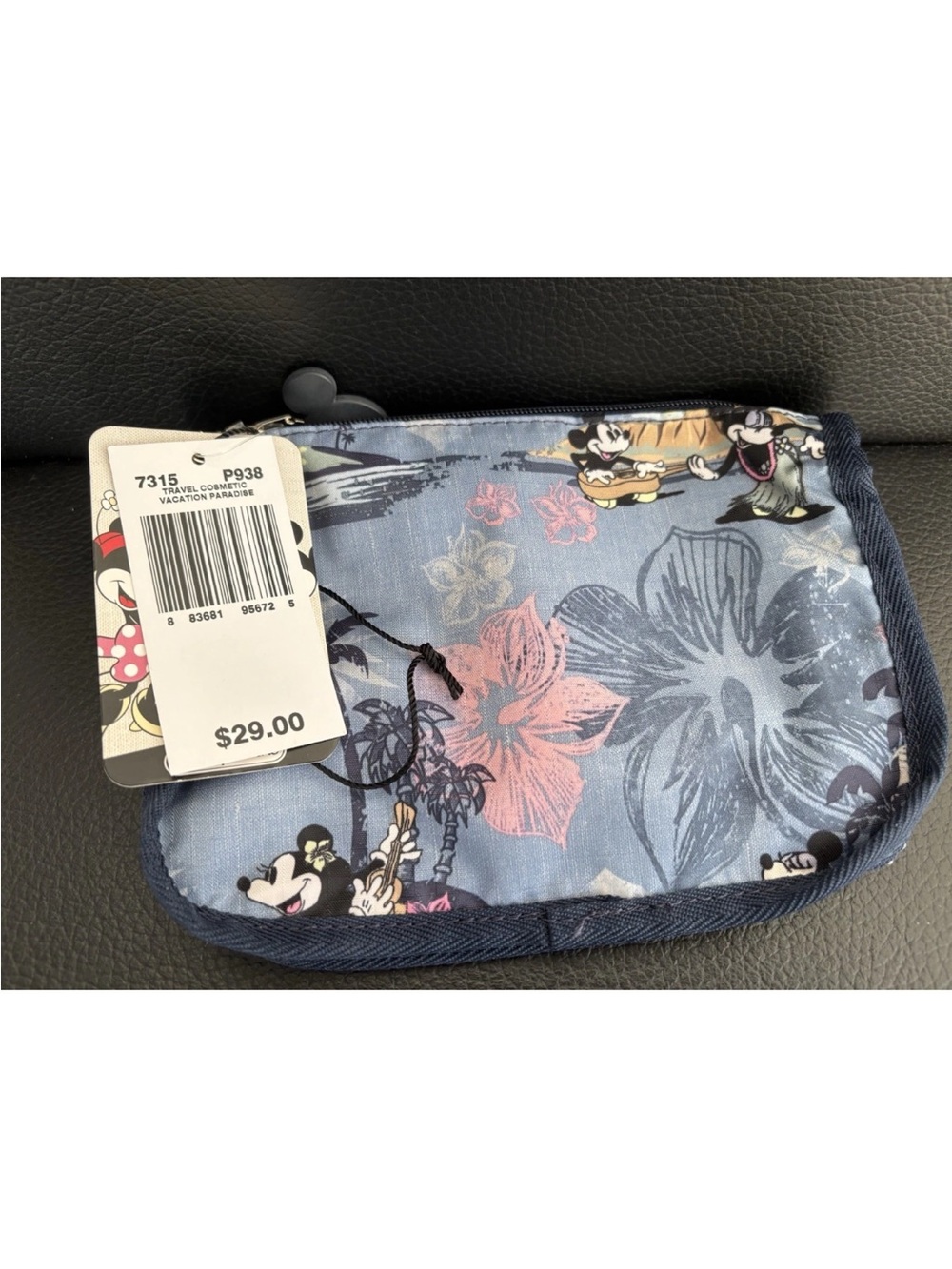 LeSportsac Navy Mickey Hawaiian Print Cosmetic Pouch - Picture 3 of 4